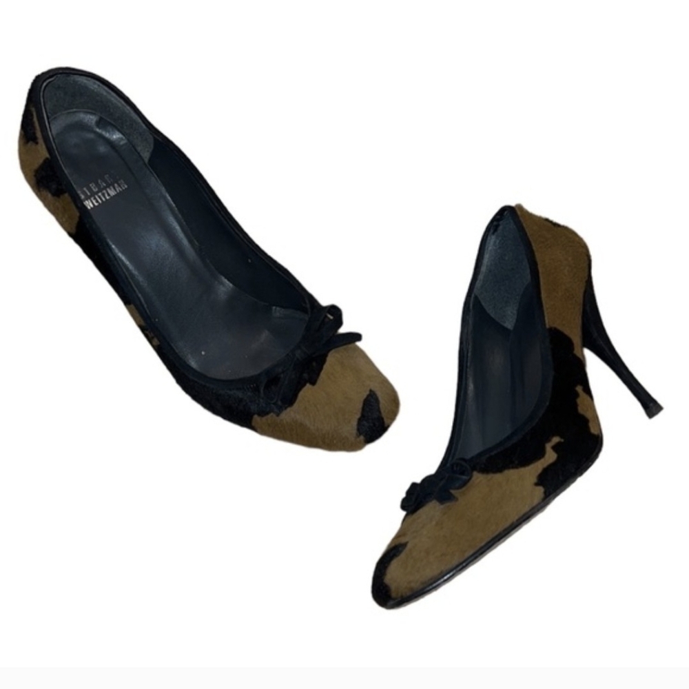 Stuart Weitzman hair calf cow print pumps. GUC.  Adorable!